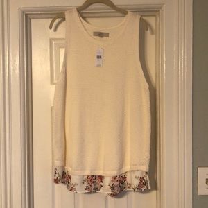 Loft sleeveless mixed-media sweater